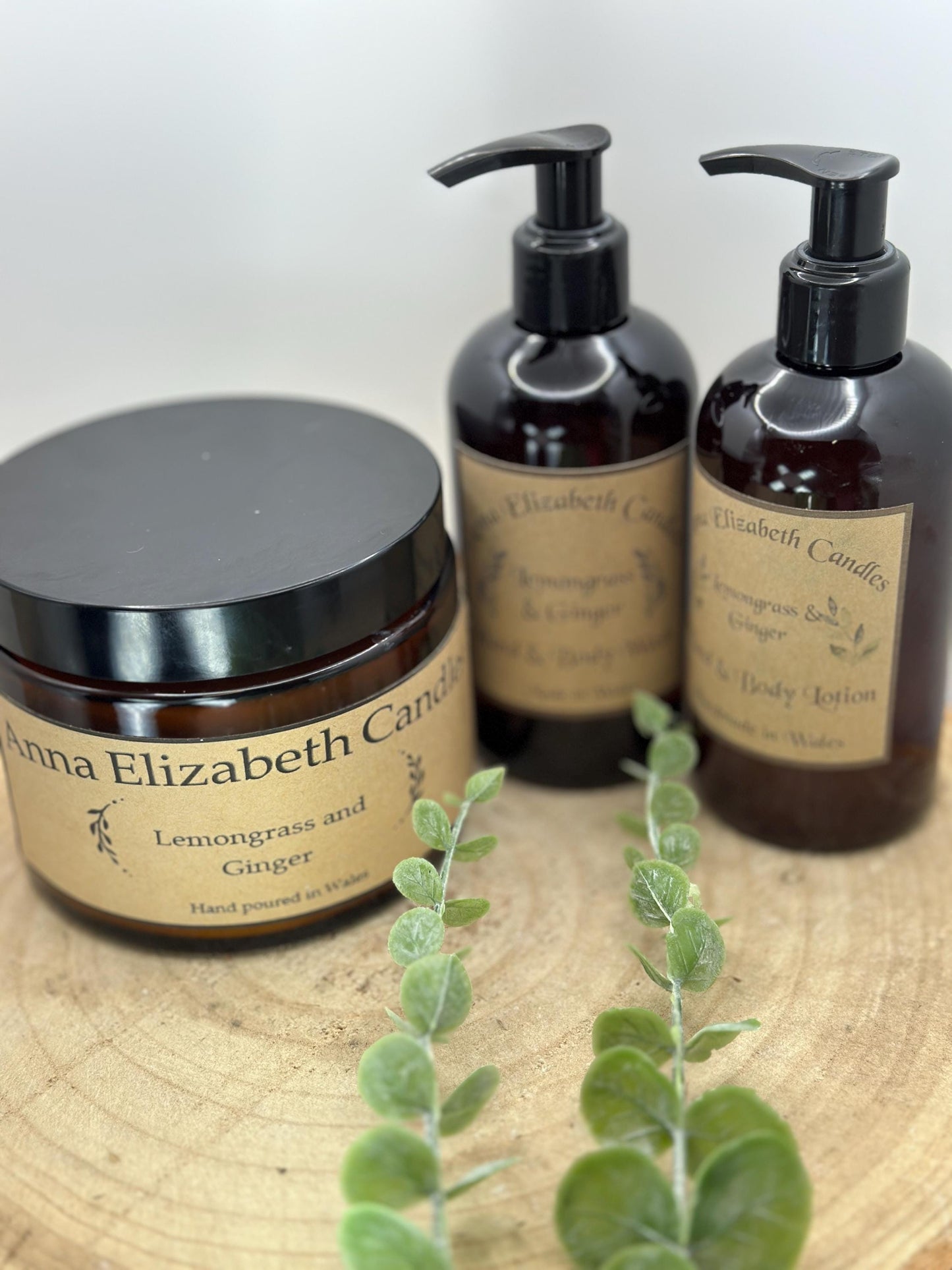 Personalised Wedding Gift, Luxury Gift Set, Candle Gift, Body Wash & Lotion Gift Set, Lemongrass and Ginger Scented Gift Set