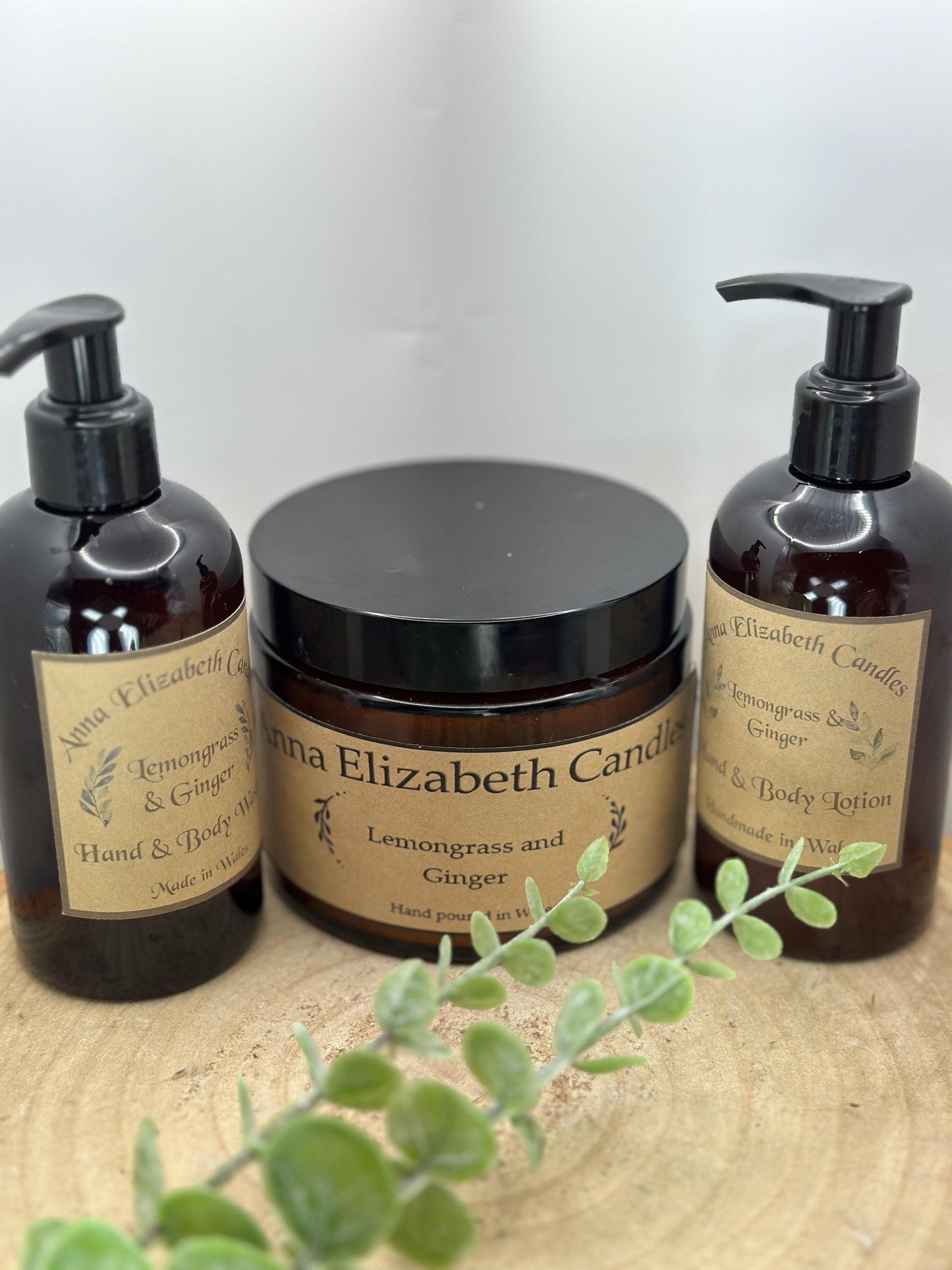 Personalised Wedding Gift, Luxury Gift Set, Candle Gift, Body Wash & Lotion Gift Set, Lemongrass and Ginger Scented Gift Set